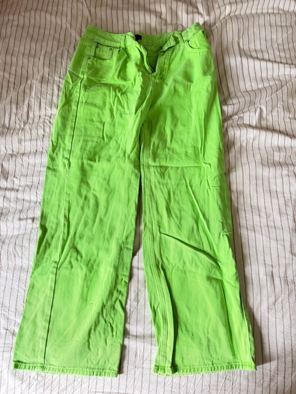 Zara Women’s Neon Lime Wide-Leg Chinos NEVER USED